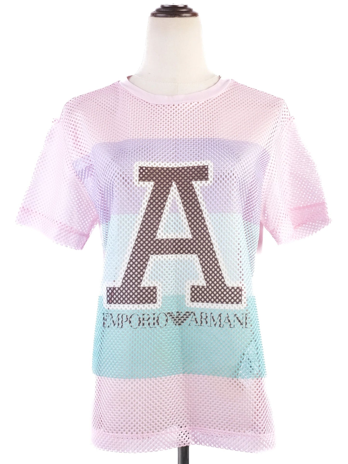 excellent emporio armani pink cotton mesh t-shirt size m