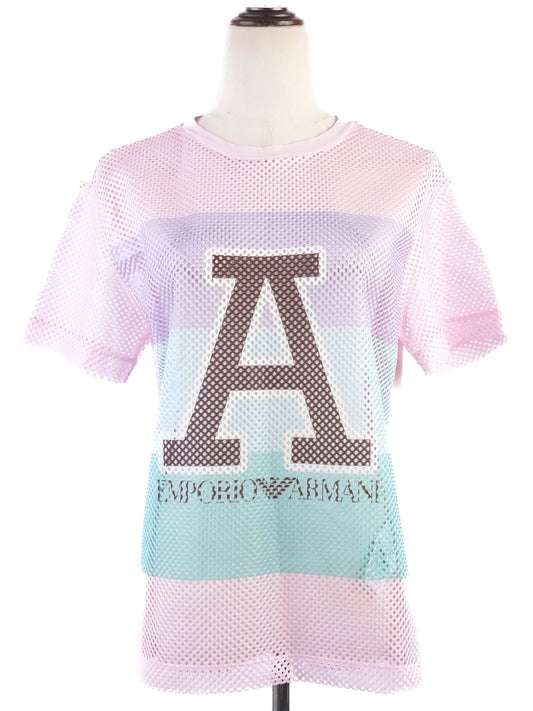 Excellent Emporio Armani Pink Cotton Mesh T-Shirt Size M