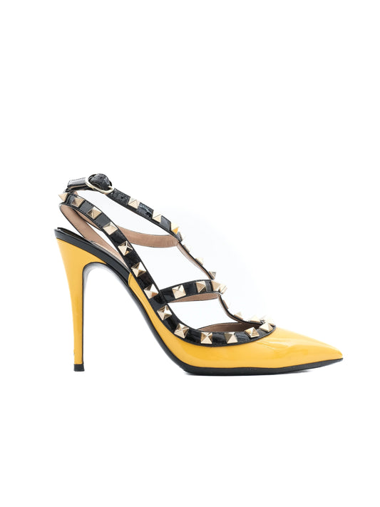 Excellent Valentino Yellow Leather High-Heeled Shoes Size 36.5