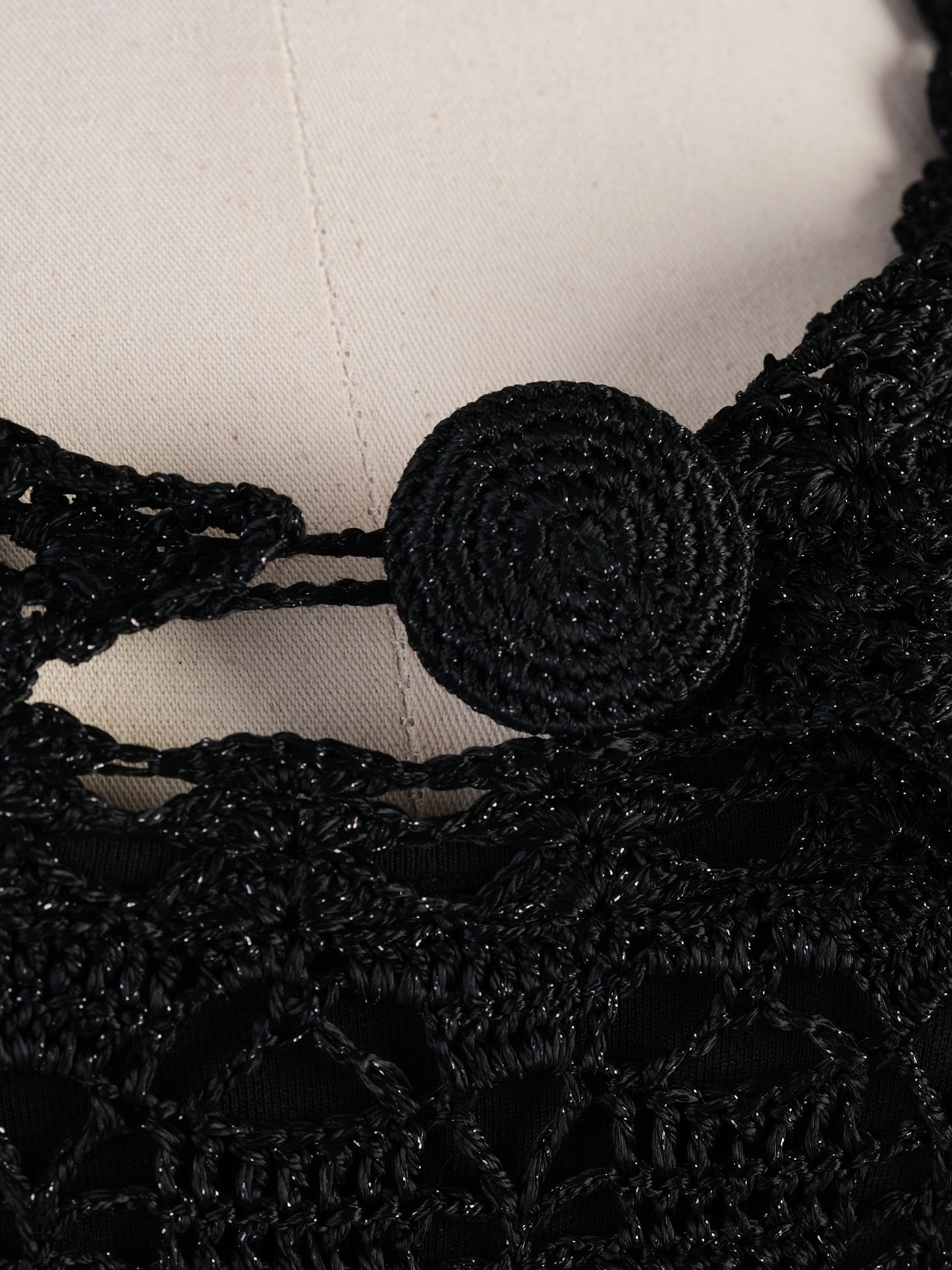 excellent laurel black crochet dress with shawl size s