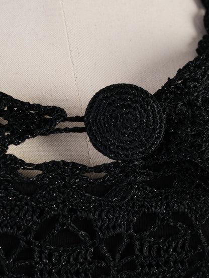 Excellent Laurel Black Crochet Dress with Shawl Size S