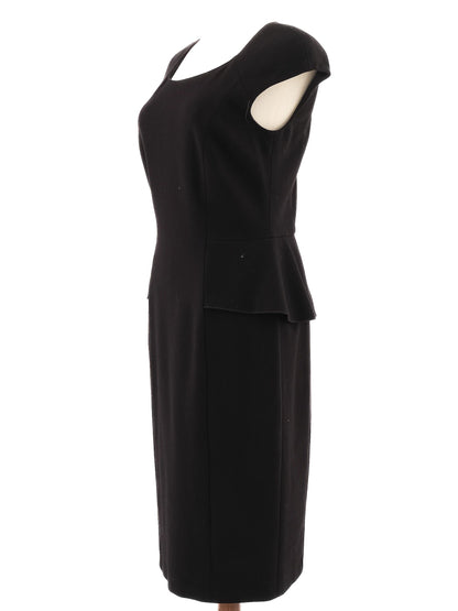 Excellent Marella Black Cocktail Dress Size M Peplum Cap Sleeves