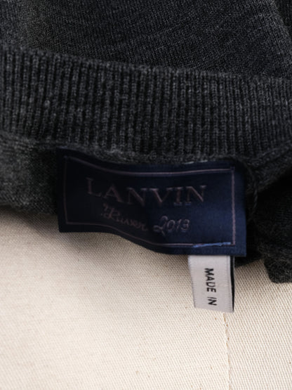 Excellent Lanvin Black Wool T-Shirt with Butterfly Design Size L