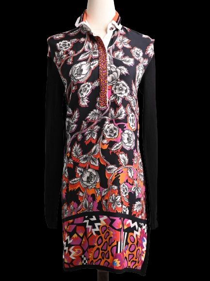 vdp women's long sleeve dress excellent condition size s black floral
