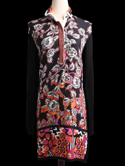 VDP Women's Long Sleeve Dress Excellent Condition Size S Black Floral