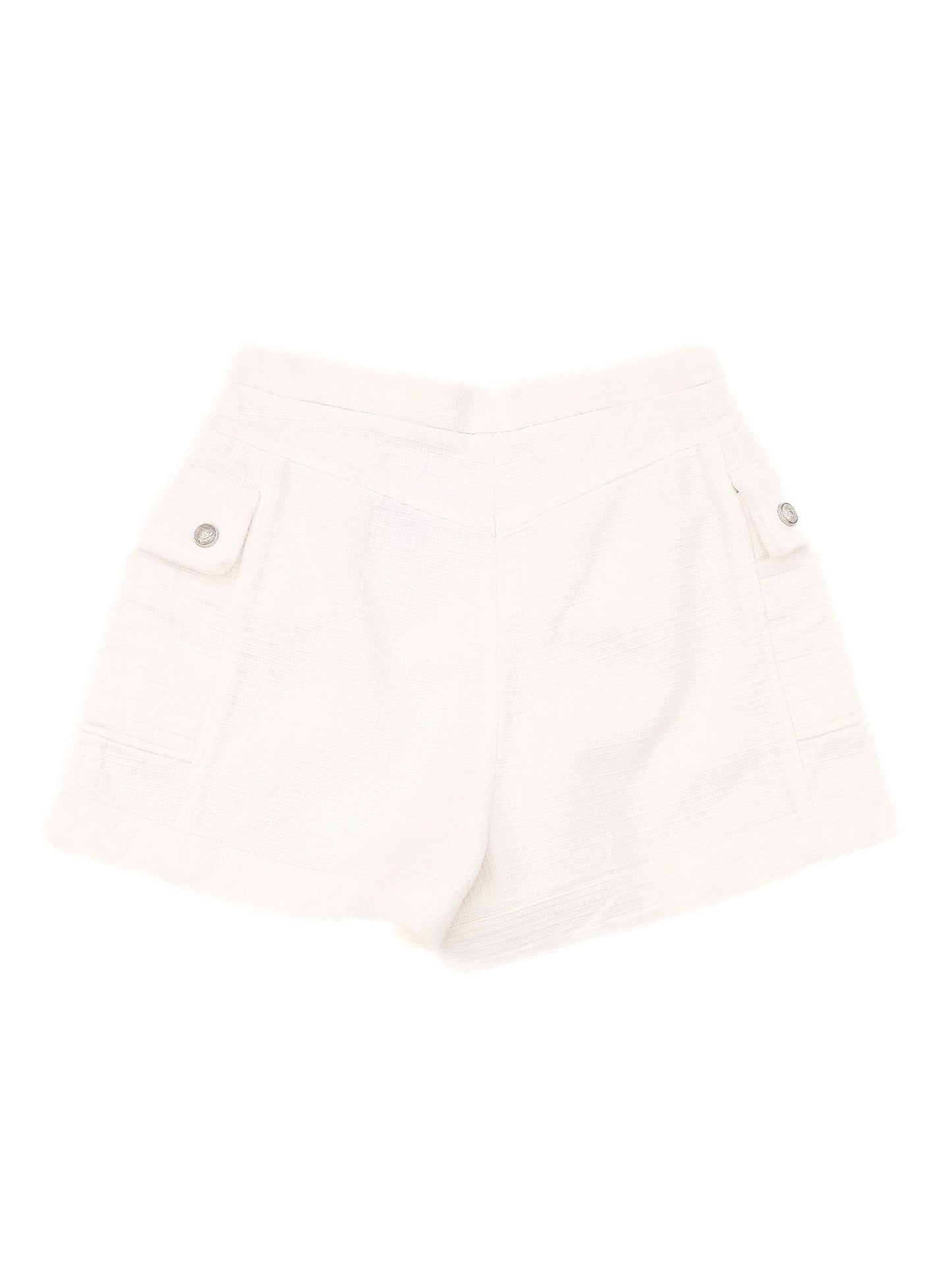 excellent balmain white cotton shorts with silver buttons size s