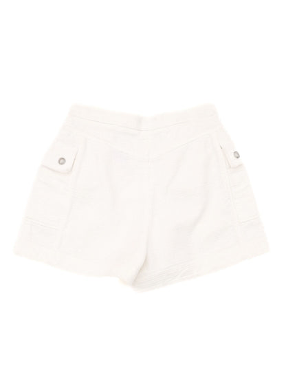 Excellent Balmain White Cotton Shorts with Silver Buttons Size S