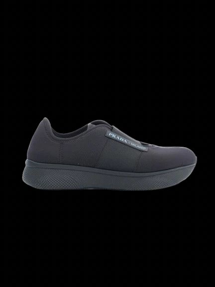 excellent prada black textile slip-on sneakers size 37.5