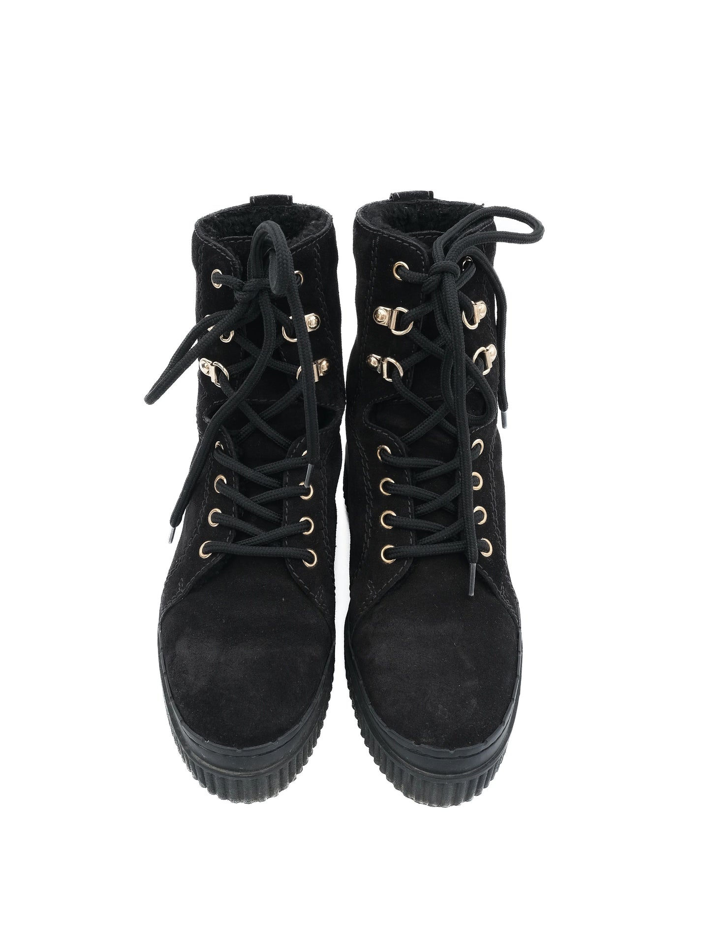good tod's black genuine suede lace-up boots size 36.5