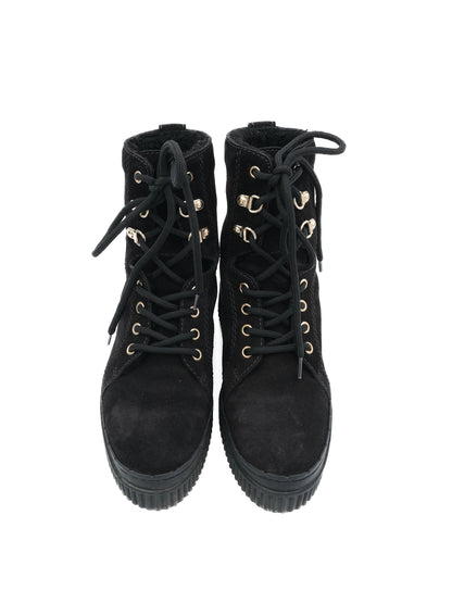 Good Tod's Black Genuine Suede Lace-Up Boots Size 36.5