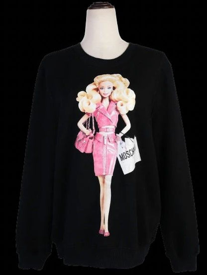 Good Moschino Black Cotton Sweatshirt Size L Doll Print