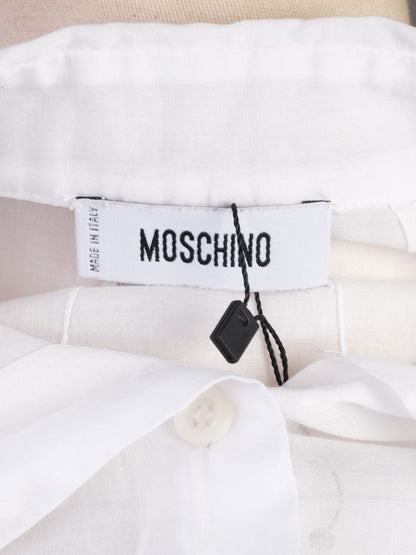 Excellent Moschino White Cotton Shirt Size M with Classic Collar