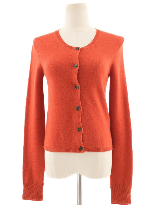 Excellent Burberry Orange Cashmere Cardigan Sweater Size XS