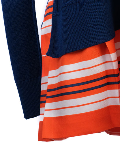 Excellent Louis Vuitton Blue Cotton Women's Sweater with Stripe Trim