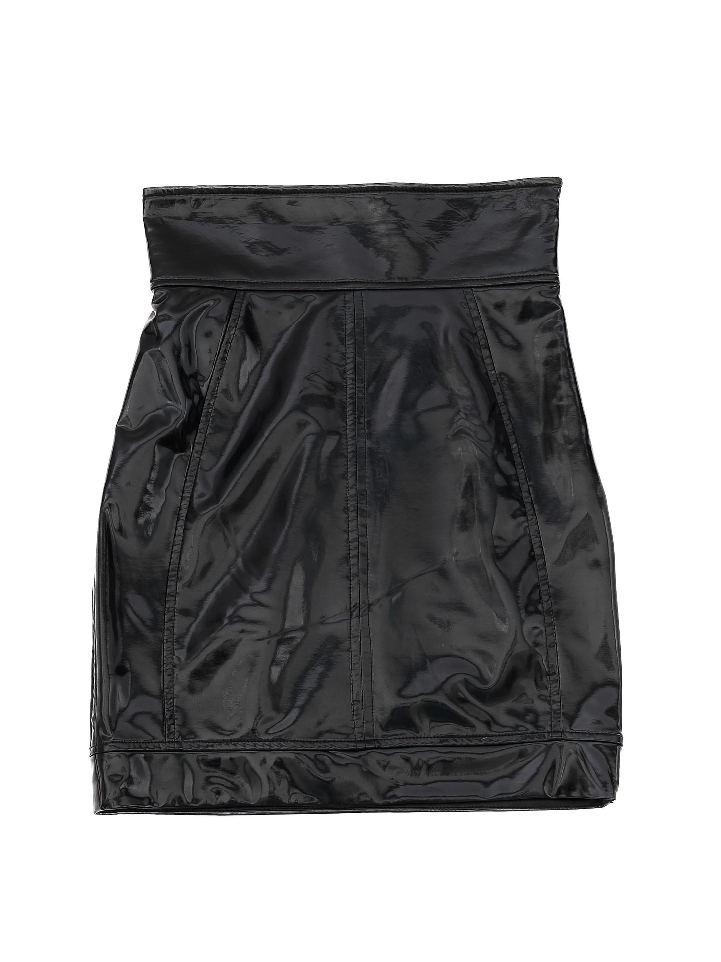 excellent elisabetta franchi black skirt size m faux leather made in italy
