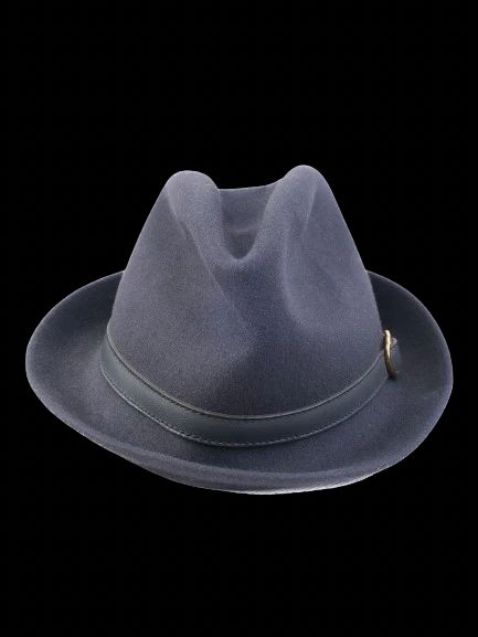 excellent gucci black wool fedora hat with leather band, size m