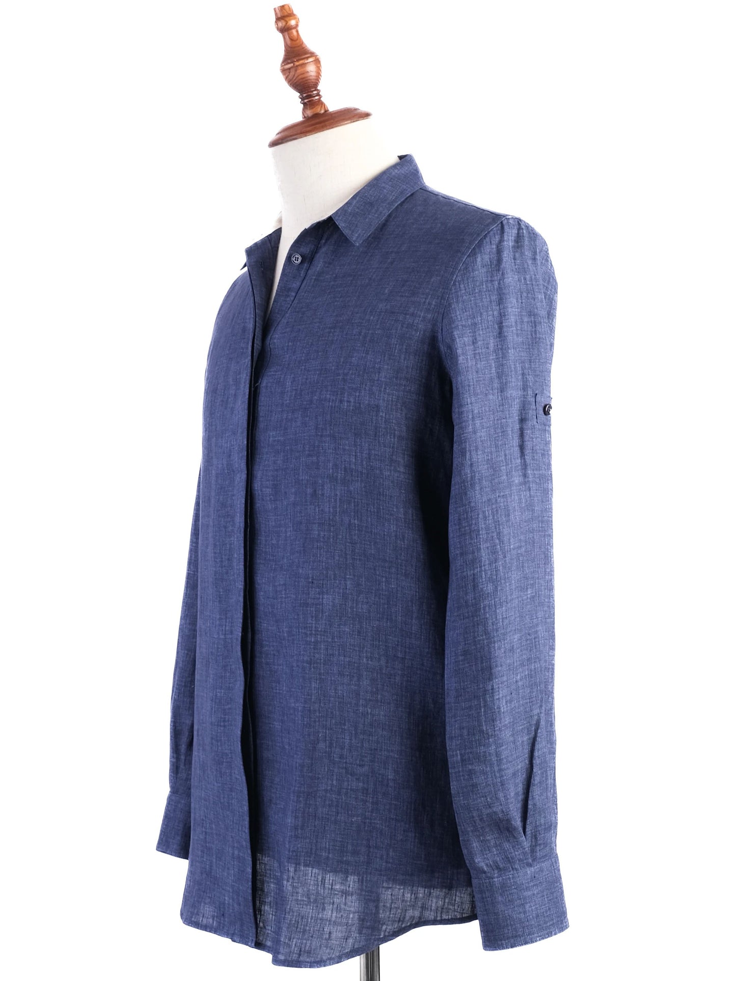 excellent loro piana blue long sleeve button-up shirt size m
