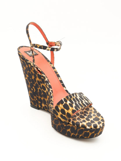 Excellent Dolce Gabbana Leopard Print Wedge Sandals Size 39