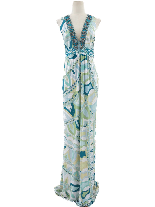 NEW Emilio Pucci Long Sleeveless Dress Size L Combined Viscose
