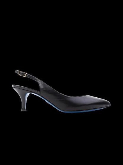 Excellent Easy by Loriblu Black Leather Slingback Heels Size 37