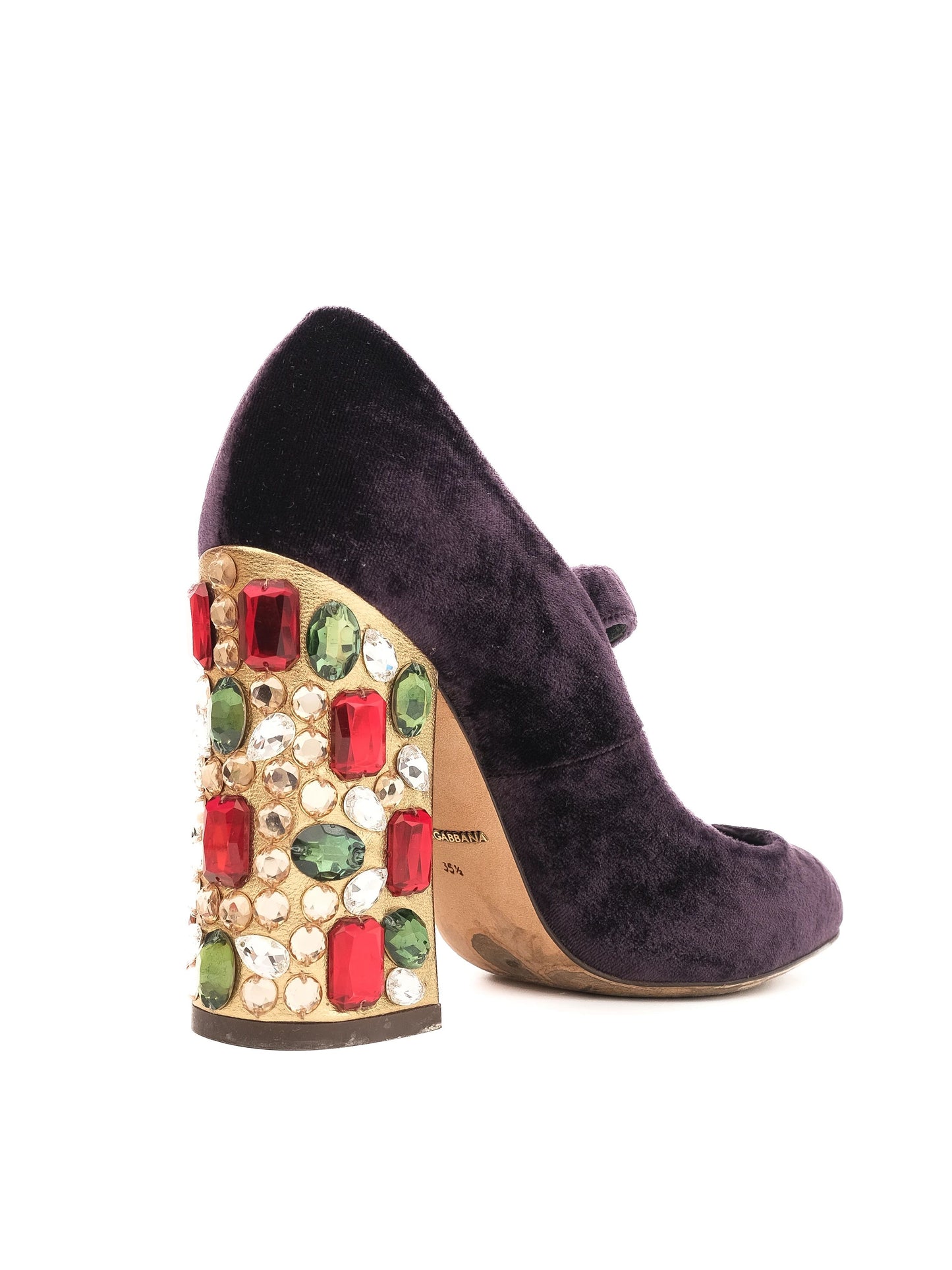 excellent dolce gabbana purple velvet high heel shoes size 35.5