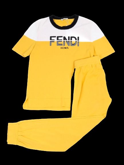 excellent fendi cotton women's yellow & white clothing set