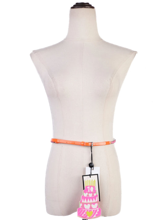 NEW By Malene Birger Orange Pink Leather Belt with Embellishments
