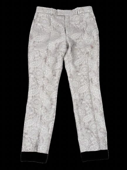 excellent gucci gray floral patterned pants size m made in italy
