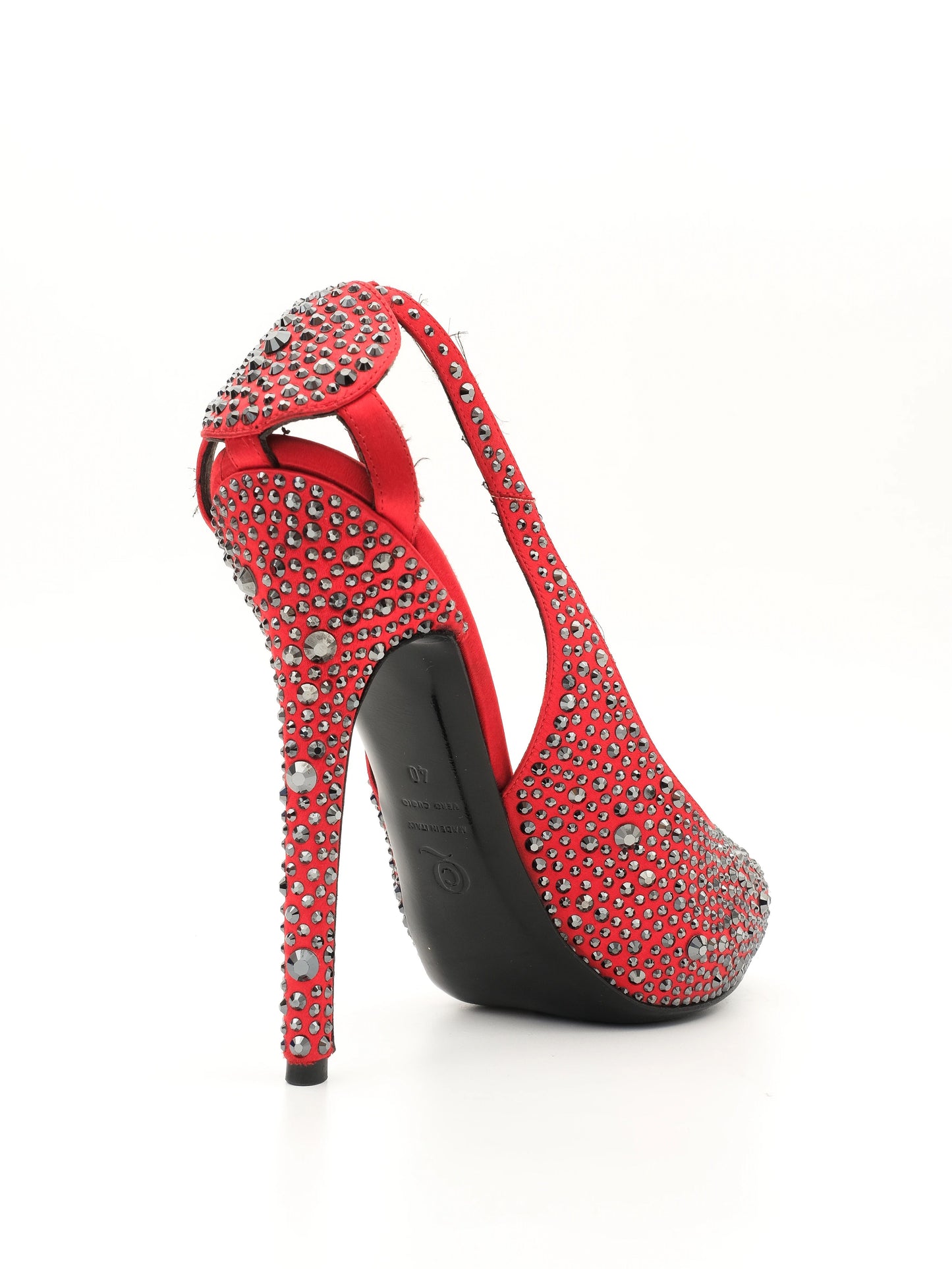 excellent alexander mcqueen red leather high heel shoes size 40