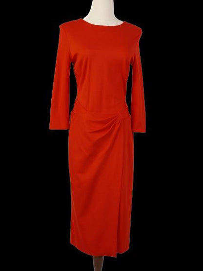 Escada Excellent Red Viscose Dress Size S with Long Sleeves