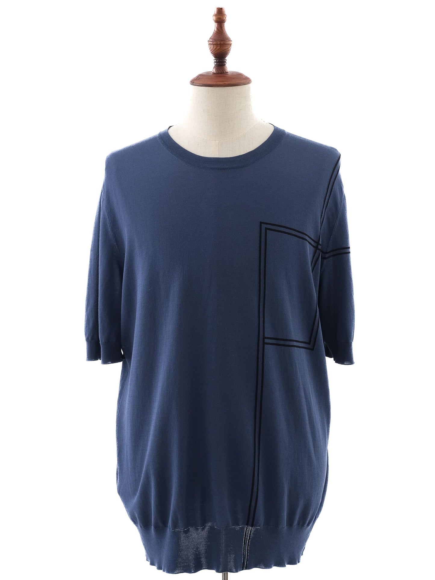 excellent hermes blue cotton men's sweater size l with geometric design