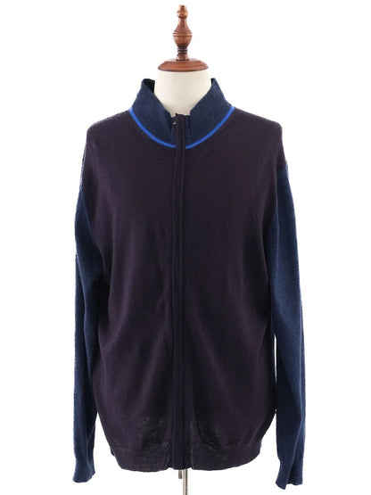 Excellent Armani Collezioni Dark Blue & Black Wool Cardigan Size XL