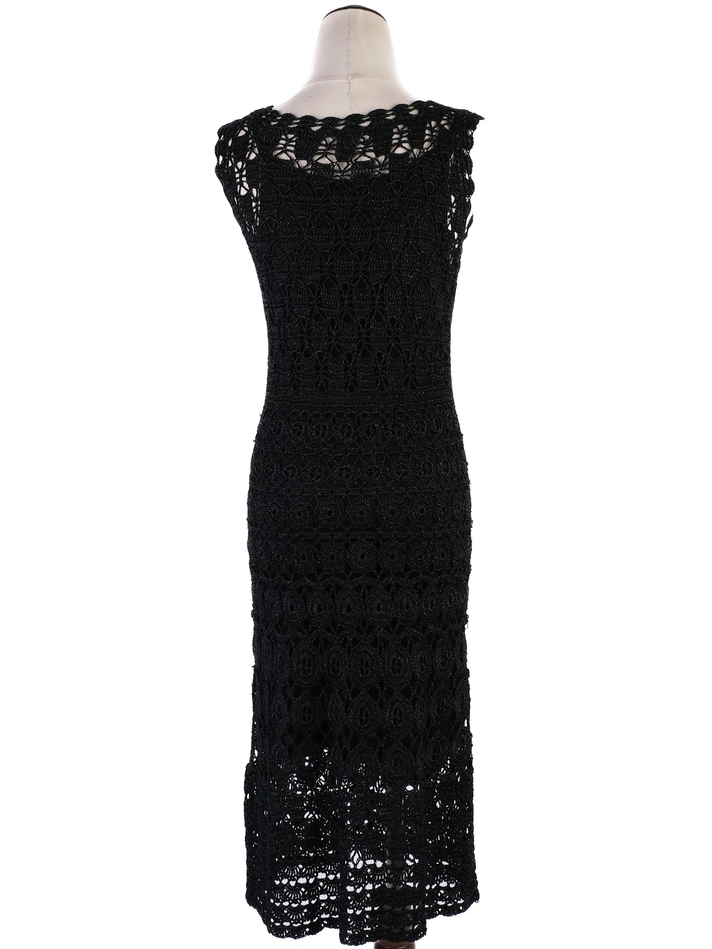 excellent laurel black crochet dress with shawl size s
