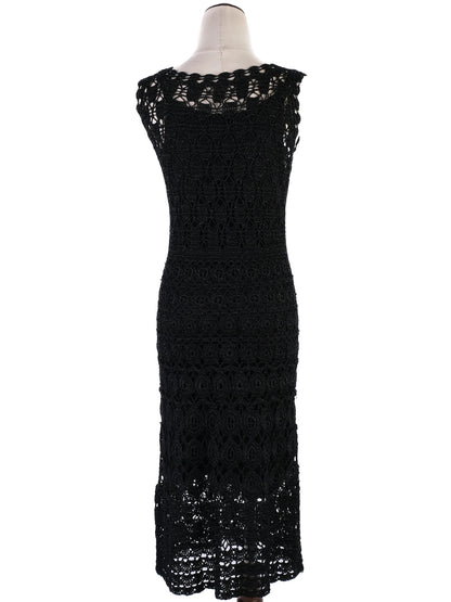 Excellent Laurel Black Crochet Dress with Shawl Size S