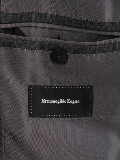 Excellent Ermenegildo Zegna Gray Wool Suit Jacket Size XL