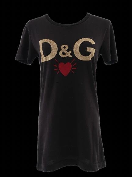 excellent dolce gabbana black t-shirt size s with d&g heart design