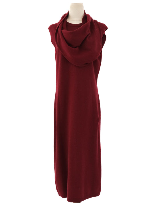 Excellent Joseph Red Wool Sleeveless Dress Size L with Cowl Neck