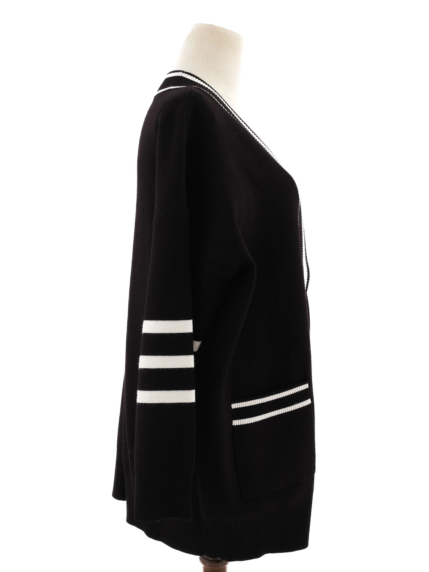 excellent sandro black cardigan with white trim size m