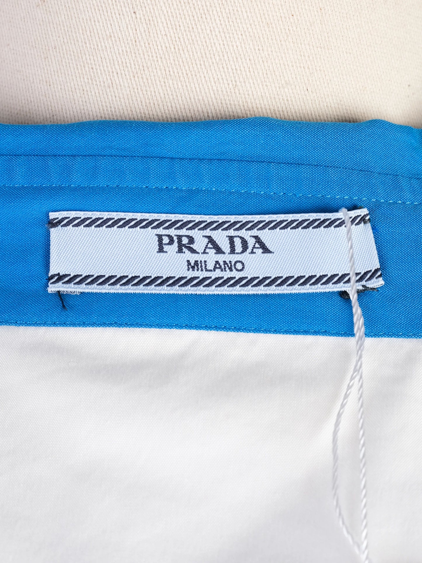 excellent prada white nylon long-sleeve shirt size m
