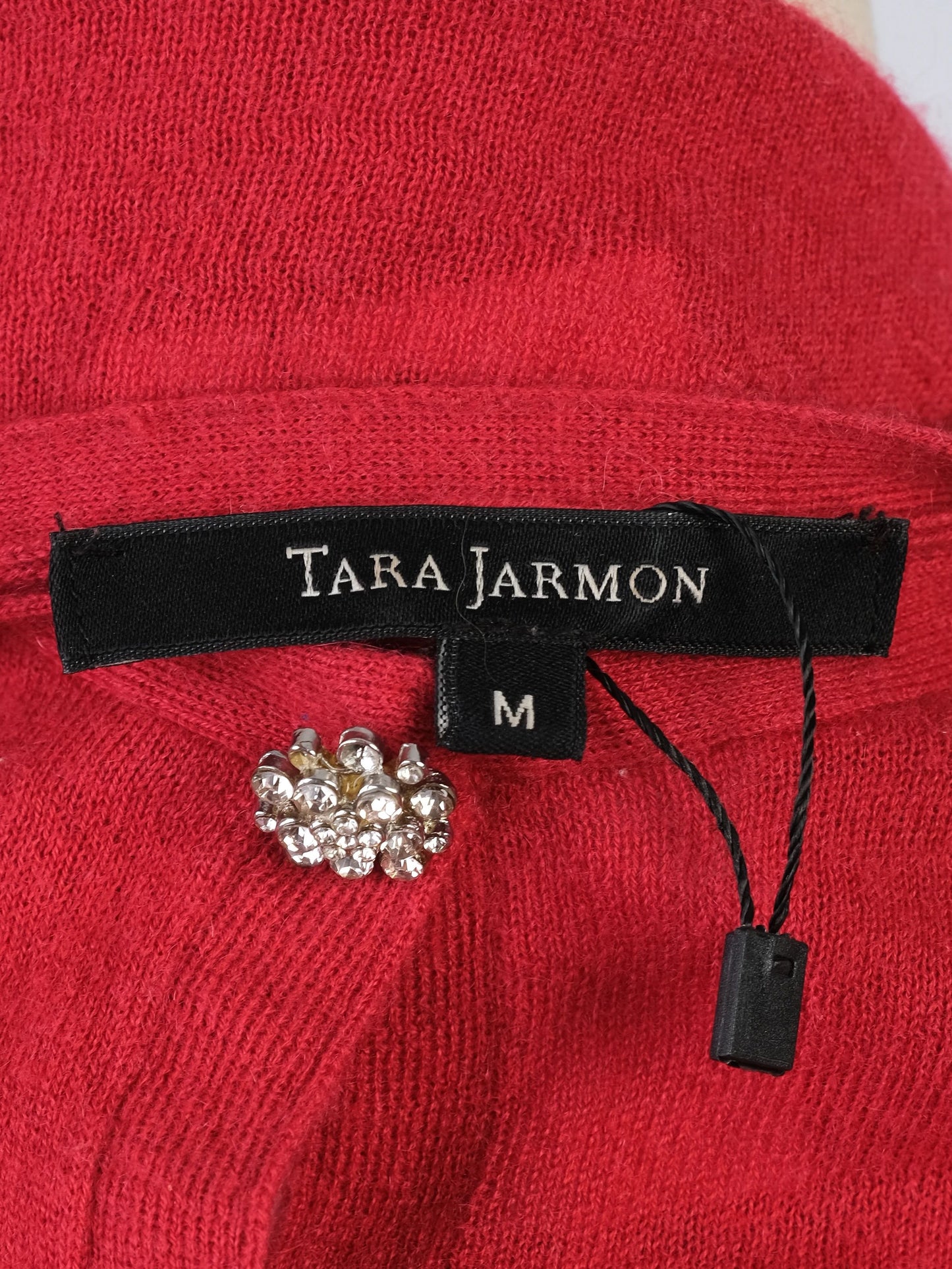 excellent tara jarmon red cashmere cardigan size m