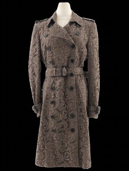 Excellent Burberry Orange Lace Trench Coat Size L