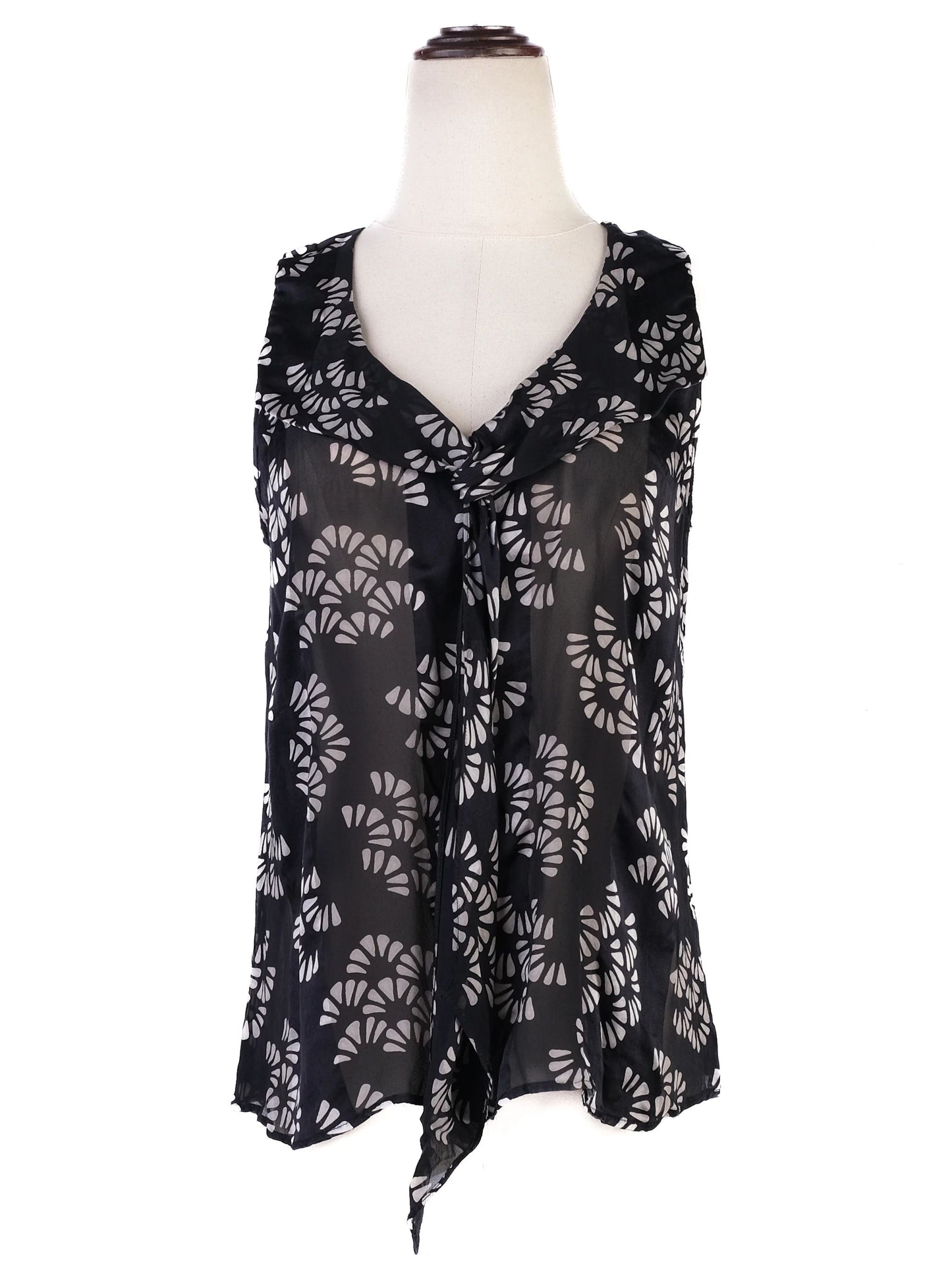 excellent giorgio armani black silk sleeveless blouse size s