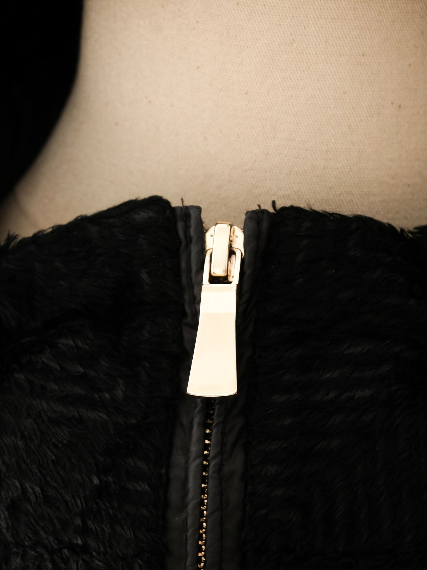 excellent marella black fur-textured jacket with hood size m