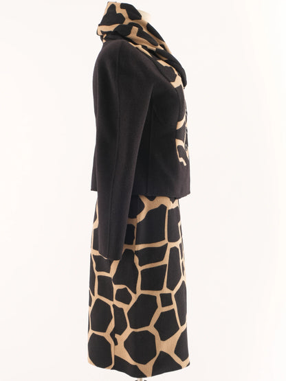 Excellent Valentino Giraffe Print Wool Two-Piece Outfit Size M