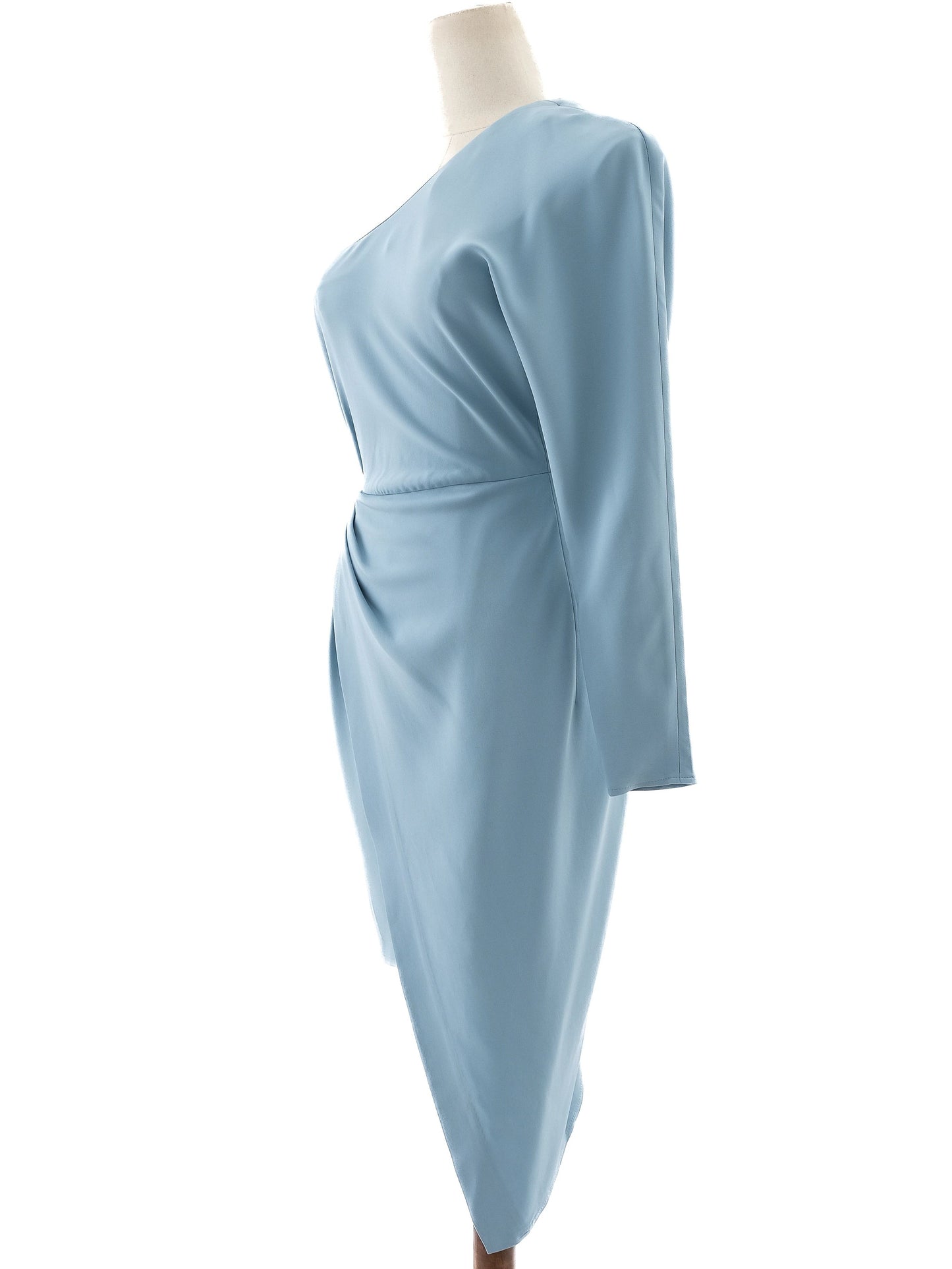 excellent elisabetta franchi light blue one-shoulder dress women