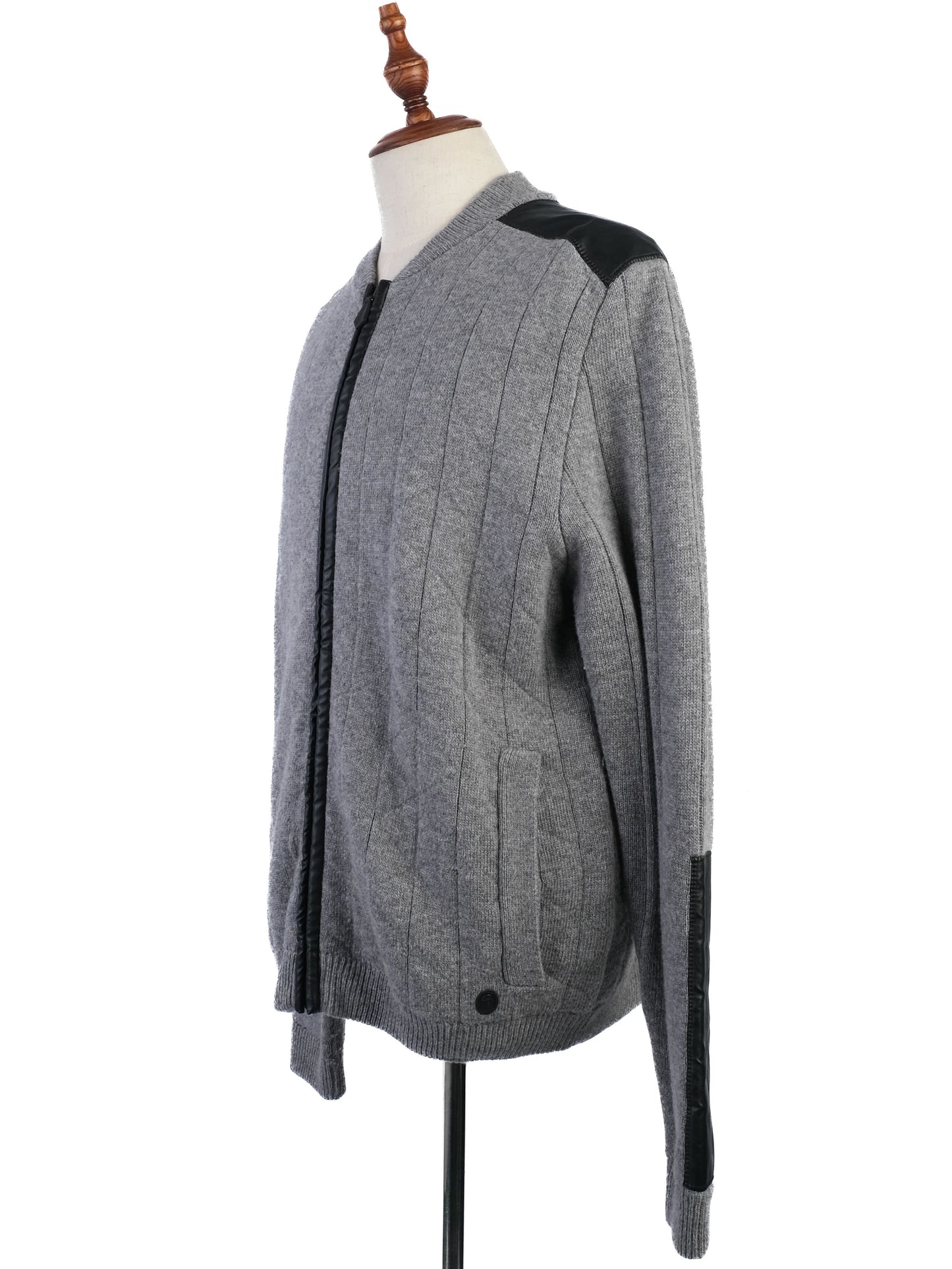 excellent trussardi gray wool sweater size l with zipper accents