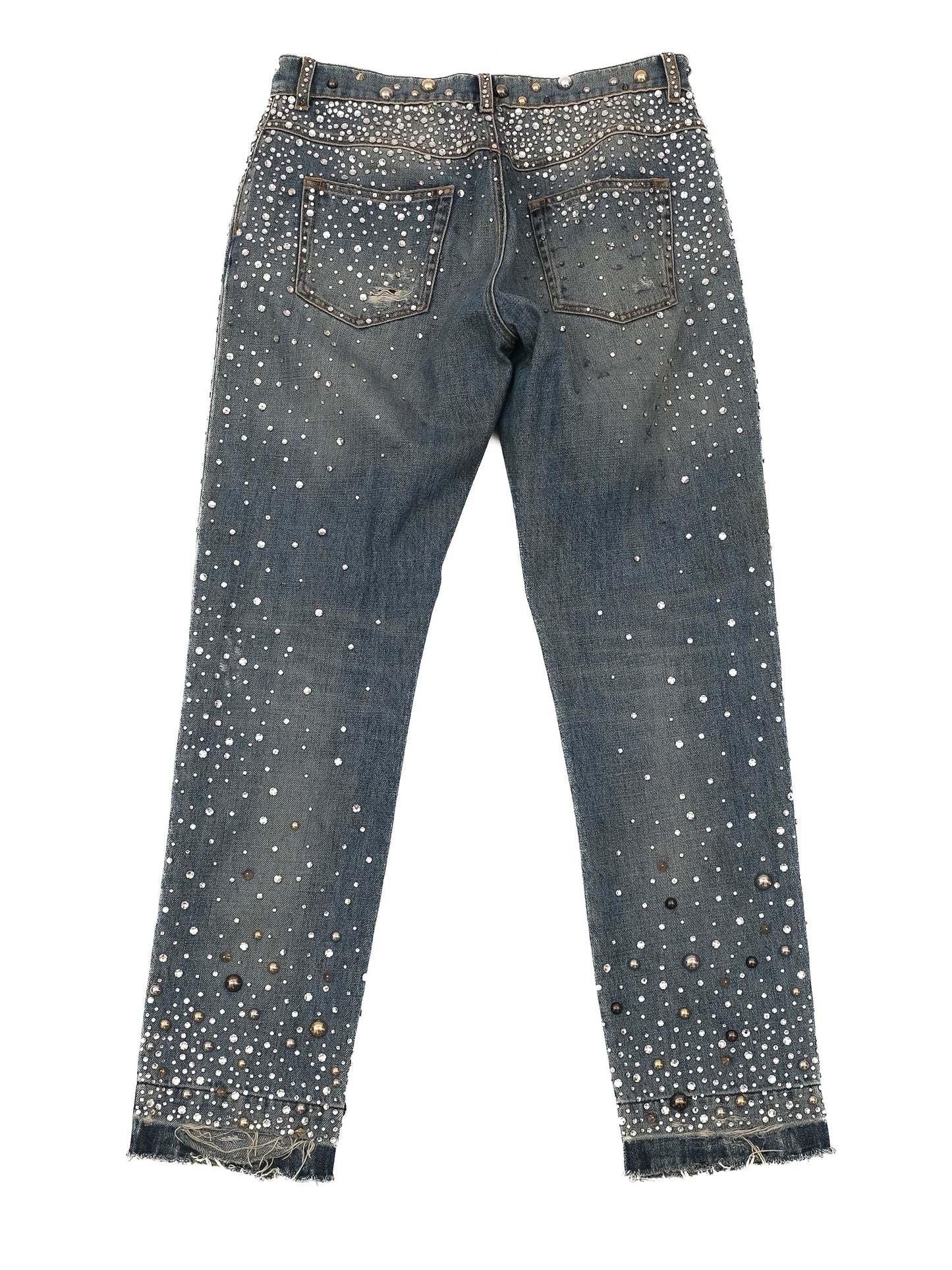 excellent dolce gabbana blue cotton distressed jeans size s