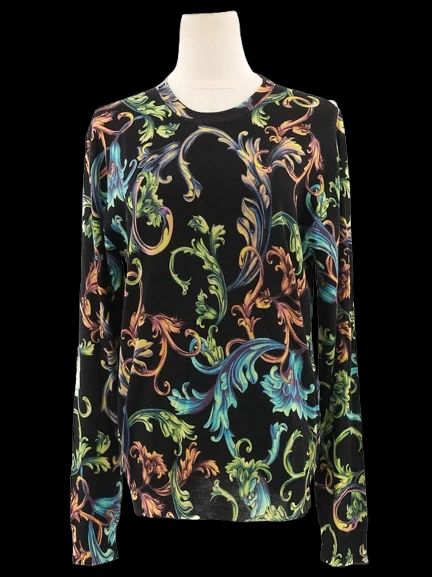 excellent versace long-sleeved shirt wool size s floral pattern