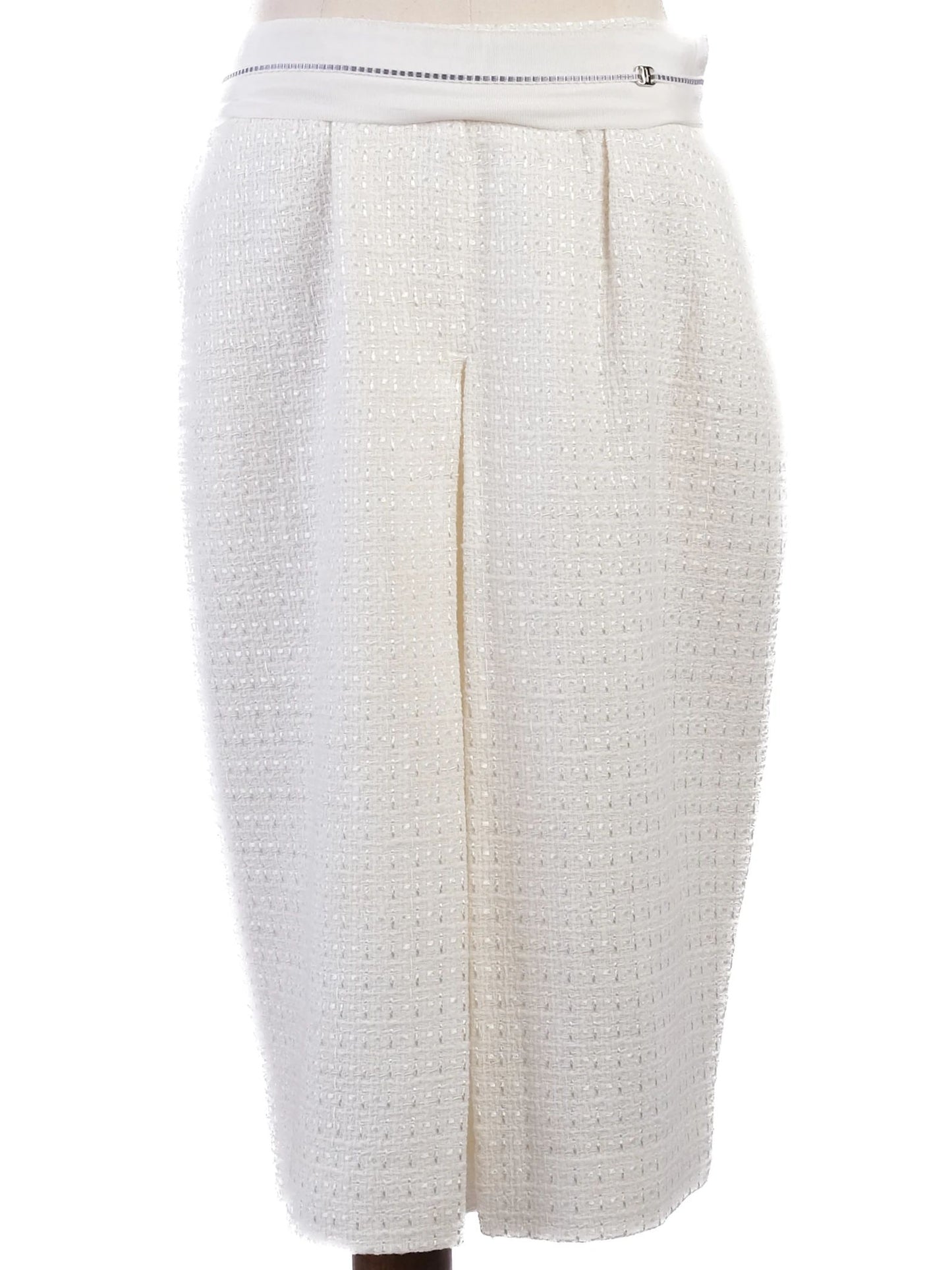 excellent salvatore ferragamo white textured skirt size l