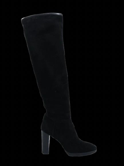 excellent loro piana black genuine suede knee-high boots women
